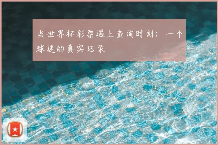 当世界杯彩票遇上查询时刻:一个球迷的真实记录